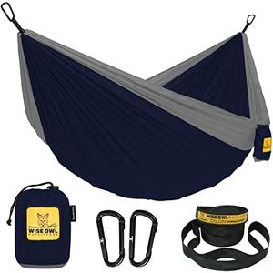 Wise Owl Outfitters Camping Hammock – 400lbs Portable Hammock with Tree Straps - Travel, Backpacking, Hiking, Outdoors Camping Gear - Single