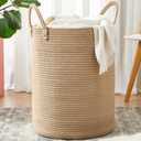 80L Extra Large Jute Woven Hamper Laundry Basket Wicker Rope Clothes Hamper for Baby Nursery Kids Tall Rattan Blanket Basket in Living Room Bedroom