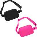 Waist Belt Bag Fashion Fanny Women and Men Gift Waist Pack With Adjustable Strap For Travel Running Hiking Walking Black+Magenta