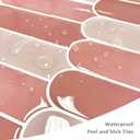 Pink Peel and Stick Backsplash Tile, Self Adhesive Feather Peacock Temporary Kitchen Backsplash Tiles 3D Stick on Wall Tiles Sticker (10 Sheets)