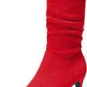 DREAM PAIRS Women's Mid Calf Boots High Heels Pointed Toe Zip Fashion Dressy Boot, Size 11, Red-Suede, SDMB2309W