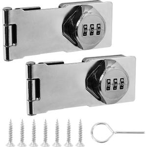 Password Rotary Hasp Locks, Silver 2 Pack Cabinet Locks with Combination, Keyless Security Latch for Sliding Barn Door, Gate, Small Door, Closet, Drawers
