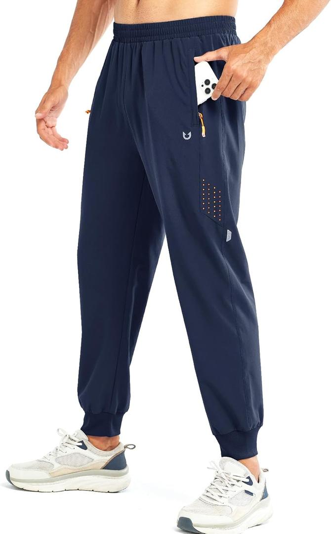 NORTHYARD Men's Athletic Running Pants Lightweight Workout Joggers Quick Dry Gym Sweatpants Active Sports Track Training (Large, Navy)