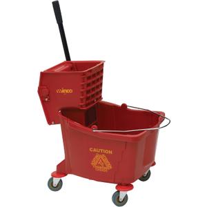 Winco Commercial Mop Bucket on Wheels, 36 Quart, Red
