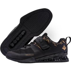 MANUEKLEAR Deadlift Shoes, Strong Anti-Slip Lifting Shoes for Men, Professional Training Weightlifting Shoes for Men and Women, Squat Shoes for Powerlifting with Rubber Non-Slip Sole (11.5 Women/10 Men, Obsidian Black)