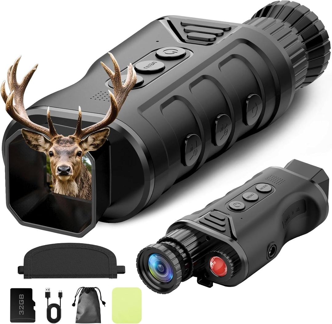 Night Vision Monocular, 2026 Upgraded Portable Handheld Scope for Hunting, Camping, Digital Infrared Night Vision Goggles with 16X Zoom and 2500mAh Battery, Support 1080P Camera & Video Recording (Black)