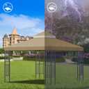 Sumfaller 10x10 FT Gazebo Replacement Canopy Top Cover Double Tiered Canopy Top Cover for Outdoor BBQ Roof Cover Grill Shelter (Brown)