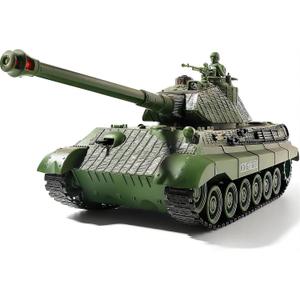 RC Tank, Remote Control WW2 German King Tiger Army Tank Toys, 1:28 Scale 9 Channels RC Military Vehicles for Kids Boys,Girls Best Ages 6 7 8 9 10 (Green)