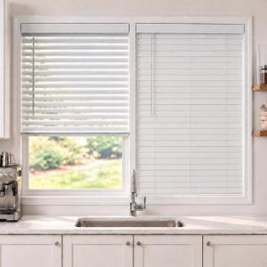 TEDNOVA 2" Cordless Faux Wood Blinds, White, 36" W X 36" H