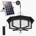 Solar Shed Light Indoor Outdoor 288LED 360Lighting Solar Lights Work in Daytime with Remote Control, Waterproof Solar Gazebo Lights with Motion Sensor/5 Modes for Home Shed Garage Barn (Black-1Pack)