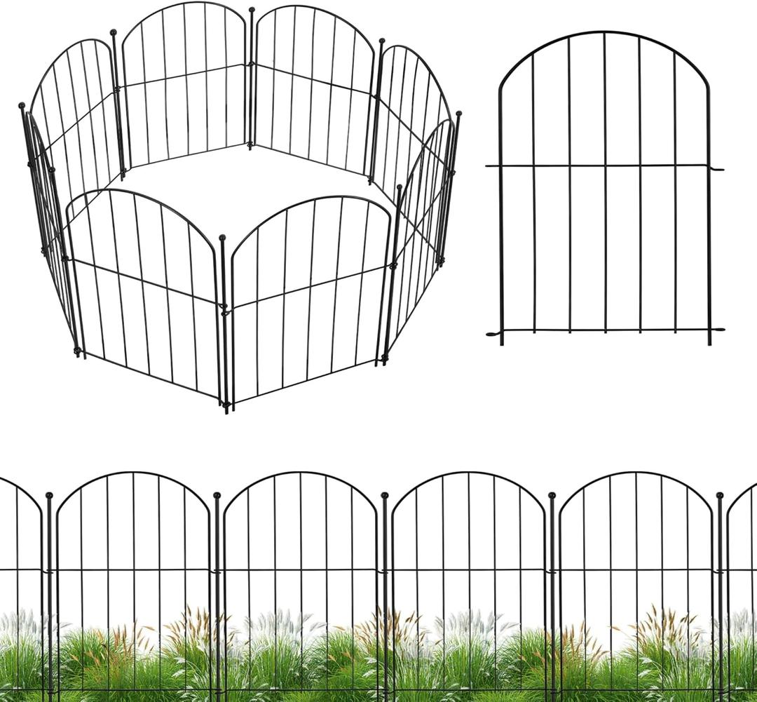 Garden Fence 10 Panels, 17 in(H) x 10 ft(L) Arched Rustproof Metal Garden No Dig Fence Border Animal Barrier for Dog Flower Edging for Yard Patio Outdoor