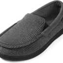 ULTRAIDEAS Men's Moc-Toe Slippers Loafer House Shoes Indoor Outdoor Memory Foam with Breathable&Warm Knit Upper (13, Charcoal Grey)