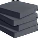 Outdoor Chair Cushions Set of 4: Waterproof & Fade Resistant Deep Seat Cushion for Patio Furniture - 24 x 24 Inch Chair Pads with Ties and Hidden Zipper - Patio Chair Cushion Replacement, Dark Grey
