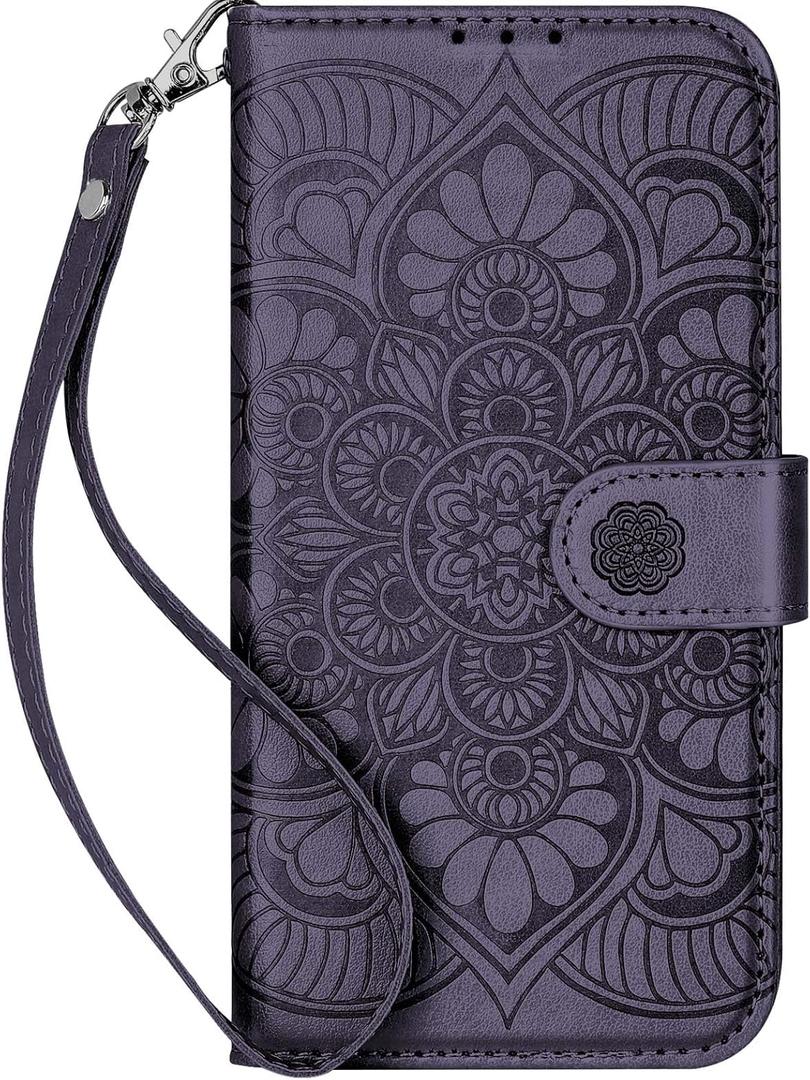 Wallet Case for Galaxy S22 Ultra, [RFID Blocking] Protective PU Leather Flip Cover with Card Slot Cash Pocket for Galaxy S22 Ultra (Dark Purple)