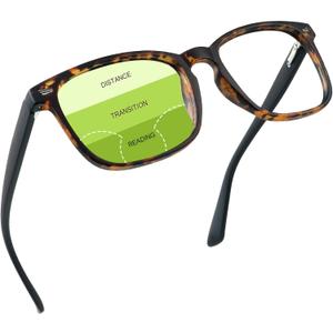 YEIN Progressive Multifocus Reading Glasses, Spring Hinge Blue Light Blocking Glasses for Women Men, No Line Multifocal Readers with Clear Lenses (+2.25 magnification)