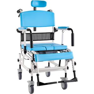 Reclining Shower Wheelchair with Commode Bucket