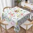 Spring Tablecloth 54x54 Inch Square Floral Table Cloth Water-Resistant Spill-Proof Washable Fabric Tablecover for Kitchen Dining Party Picnic Indoor Outdoor