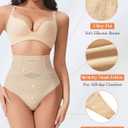 Tummy Control Thong Shapewear Underwear for Women Low Rise Seamless Body Shaper Girdle Compression Panties (Beige, M)