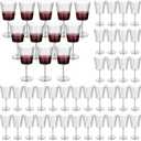 Domensi 48 Pack Plastic Ribbed Wine Glasses 13 oz Acrylic Champagne Flutes with Stem Unbreakable Reusable Cocktail Champagne Glasses for Wedding Holiday Birthday Party Supplies