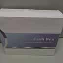 Jssmst Locking Metal Cash Box with Coin Lid, 11.8L x 9.5W x 3.5H Inches, Safe Money Box with Combination Lock, Black, SM-CB0512B