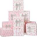 50 Pack Pink White Bow Cookie Boxes with Window 5x5x3 Inch Small Bakery Treat Boxes for Pastry Donuts Macaroon Cupcakes Tea Party Birthday Wedding Bridal Shower Favors
