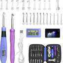 HCBZVV 22 Sizes Counting Crochet Hook Set, 2mm-14mm Interchangeable Needles, Light Up Crochet Hooks with Stitch and Row Counter, Rechargeable Crochet Kit Gift for Beginner and Experienced Crocheters