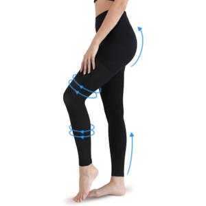 20-30mmHg Graduated Support Compression Pantyhose for Women Footless Medical Compression Stockings High Waist Compression Leggings (Large, Black)