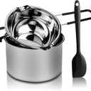 Double Boiler Pot Set, Stainless Steel Melting Pot with Silicone Spatula for Melting Chocolate, Soap, Wax, Candle Making (600ml and 1600ml)