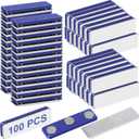 50 Pcs Name Tag Magnets Magnetic Name Badge Holders ID Fastener Clip with 3 Neodymium and Adhesive Backing for Uniform Jackets (Navy Blue)