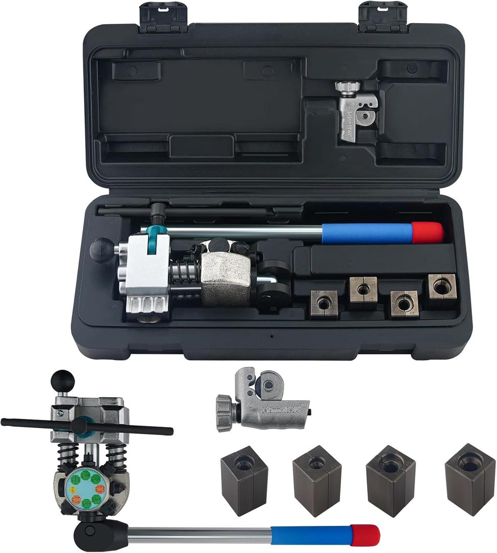 Bicos Professional Brake Line Flaring Tool 45 Degree Set Single, Bubble, Double Flare Tool Kit for Steel, Copper Tube