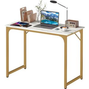 BestOffice Computer Desk,Home Office Desk, Modern Simple Style for Home Office Study Writing (Gold, 39 Inch)