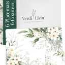 Cork Placemats Set of 6 Matching Coasters I Heat Resistant Place Mats for Dining Table 16" x 12", Cork Backed, Wipeable White Lily Design