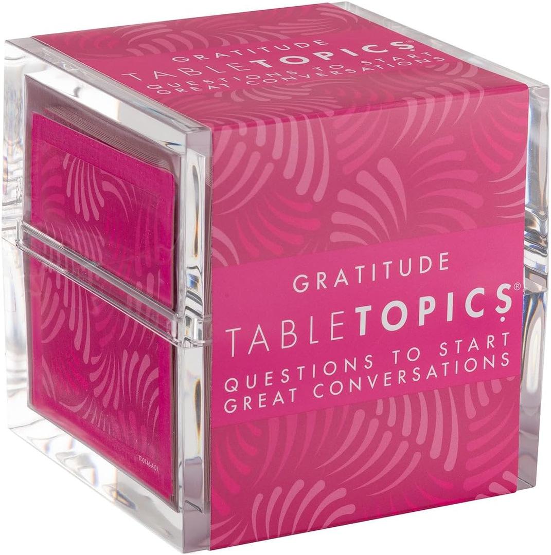 TableTopics Gratitude Question Card Game - 135 Conversation Starter Cards for Positive Talk with Family at The Dinner Table & Friends at Get-Togethers and Dinner Parties