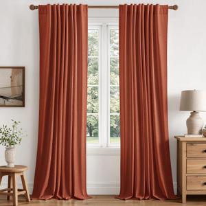MIULEE Fall 100% Blackout Linen Curtains for Bedroom 40W x 84L Terracotta