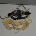 Masquerade Mask for Couples Women and Men - 3 Pack Venetian Gold and Black Lace, Mardi Gras Mask