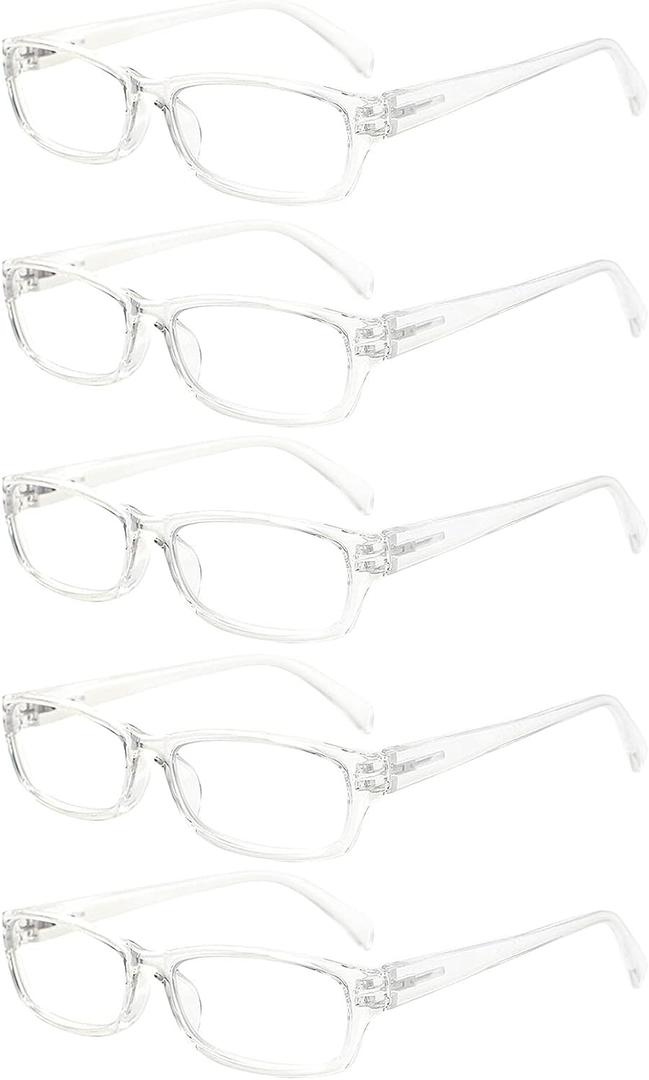 5 Pack Computer Reading Glasses Men and Women Anti Eyestrain Blue Light Blocking Glasses for Reading (5 Clear, 2.75)