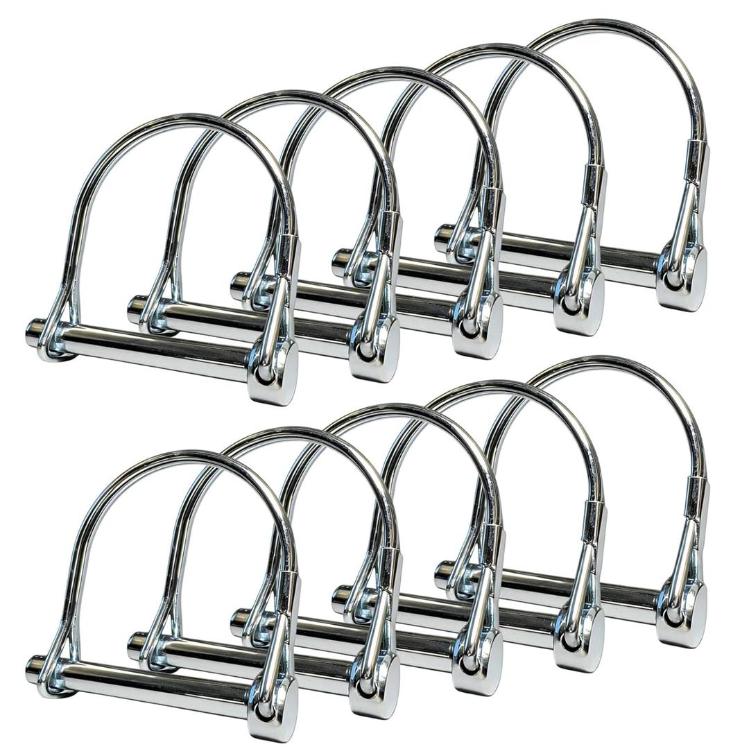 10 Pack, NRJSSCC Trailer Coupler Pin and Safety Locking Pin, 2-1/8"x1/4" (L x W) Heavy Duty Shaft Locking and Wire Lock Pins, Hardware Pins for Farm Trailers, Towing, Lawn Garden, Carbon Steel