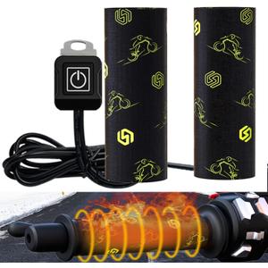 Heated Grips Cover, Motorcycle Heated Handlebar Warmers, Universal 12V Grip Heaters for Harley Motorcycle Dirt Bike Street Bike ATV 4 Wheeler - Easy to Install