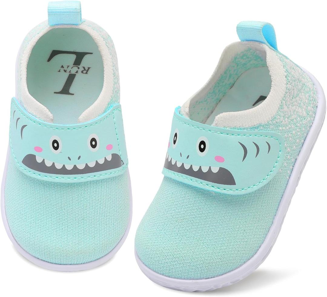 L-RUN Baby Barefoot Walking Shoes Cute Shark Breathable Lightweight