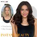 FAVE 14 Inches Brown Wavy Bob Wig Synthetic Curtain Bangs Wig for Women Heat-Resistant Bob Wig for Daily UseDark Brown,190g