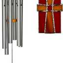 Woodstock Wind Chimes for Outside, Outdoor Decor, Garden, Patio and Front Porch Decor, (28") Memorial Sympathy Wind Chimes Amazing Grace Wind Chime Stained Glass Cross Christmas Gifts (AGS)