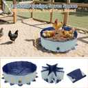Chicken Dust Bath Tub, 31.5'' D * 7.9'' H Chicken Dust Bath Container with 16 Ground Stakes, Foldable Design, Tough PVC, Dust Bath for Chicks, Chicken House Cleaner Container, Chicken Coop Accessories