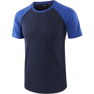 Mens Casual Basic Vintage Active Short/Long Raglan Sleeve Crew Neck Running Hiking T Shirt, S