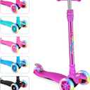 BELEEV Scooters for Kids 3 Wheel Kick Scooter for Toddlers Girls Boys, 4 Adjustable Height, Lean to Steer, Light up Wheels, Extra-Wide Deck, Easy to Assemble for Children Ages 3-12 (Dark Lilac)