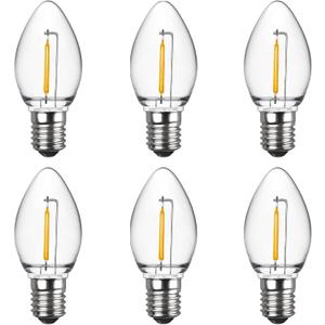Meconard C7 LED Night Light Bulbs, Shatterproof LED Replacement Bulbs for Window Candles & Chandeliers, E12 Candelabra Base, 0.6 Watt Equivalent to 7Watt Incandescent Bulb, Warm White,6 Pack