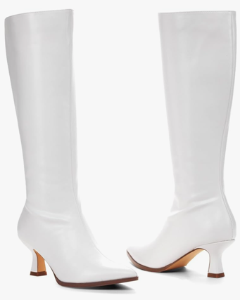 GENSHUO Knee High Boots Women Pointed Toe 2.3 Inches Kitten Heel Tall Boots Classic Fashionable Long Boots with Side Zipper Winter, 6.5