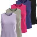 Real Essentials 5 Pack: Women's Dry-Fit Tank Top - Racerback Sleeveless T-Shirt Athletic Workout Gym Shirt, 