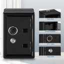 Younion Money Safe and Cash Lock Box, Mini Size Security Safe Box for Money Jewelry and valuables, 4.6"x 4.2"x 6.9" Black