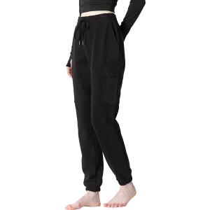 Women's Fleece Cargo Joggers - Multi-Pockets, Elastic Drawstring Waist, Warm Winter Daily Wear, Small