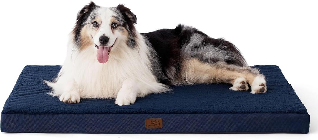 Bedsure XL Dog Bed for Crate - Large Comfy Flat Pet Beds with Removable Washable Cover, Orthopedic Egg Crate Foam Crate Mat, Suitable for Pet Up to 90 lbs